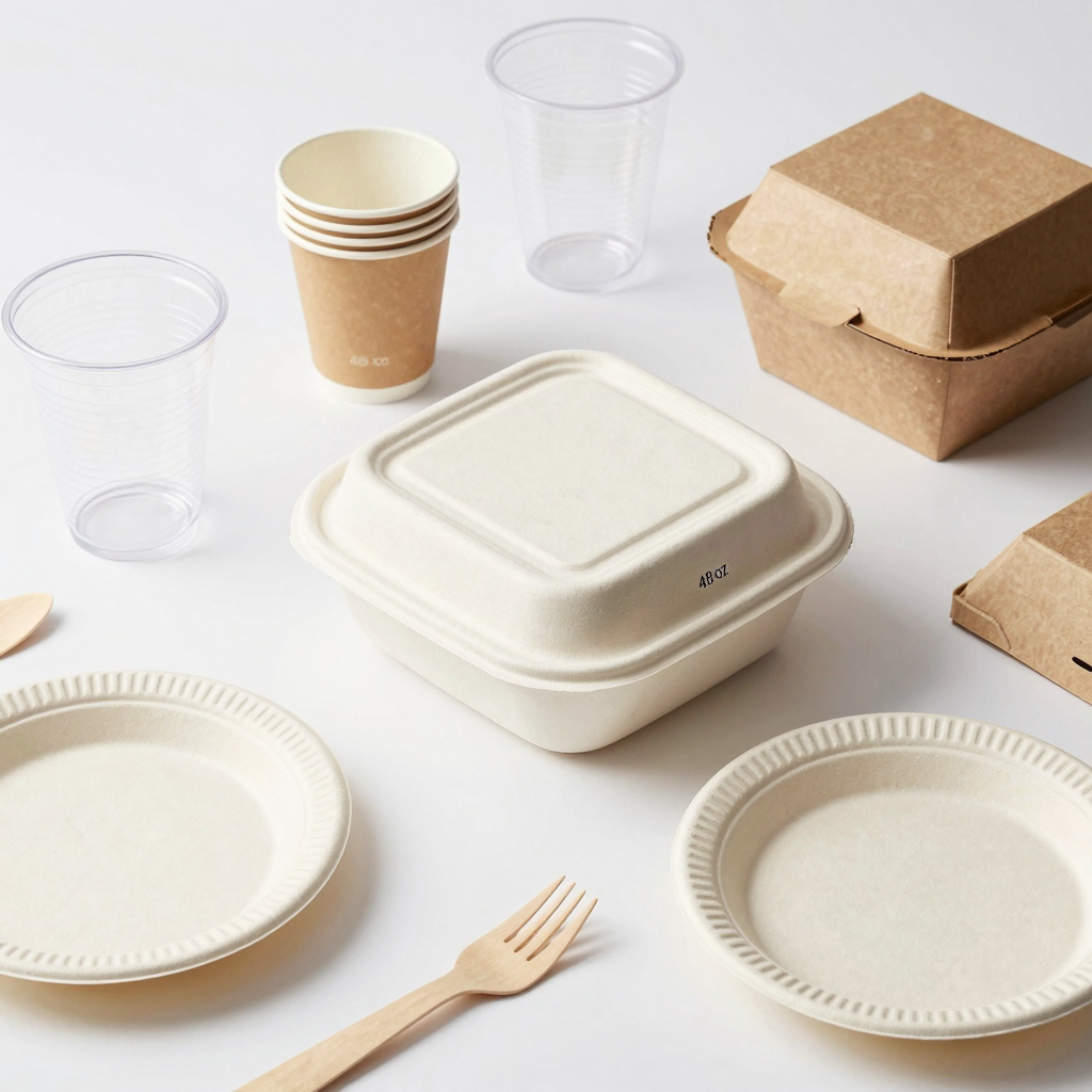 Green Dispo Pack Complete Product Range - 48 oz Containers with Disposable Tableware