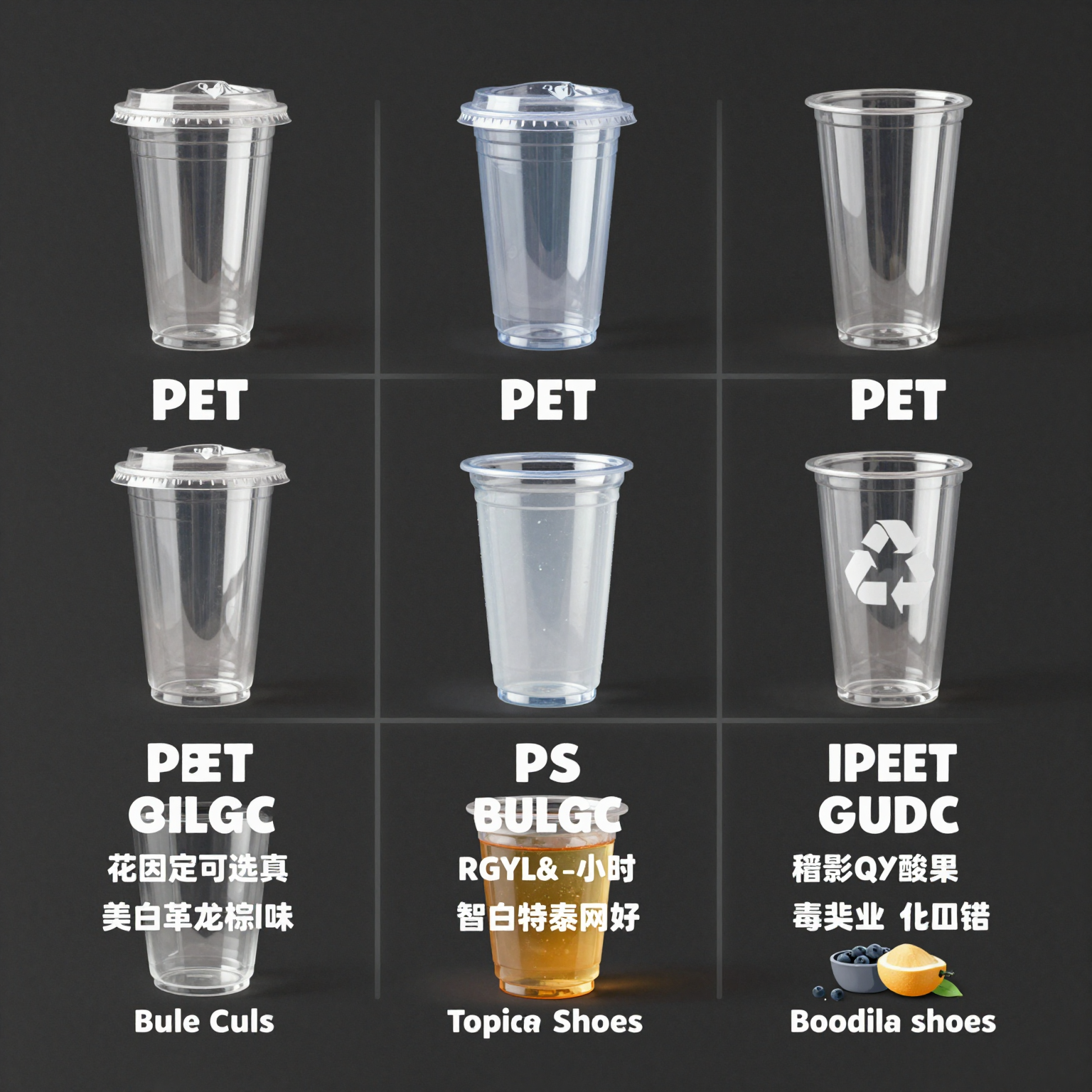 Infographic comparing recyclability of different plastic types used for clear cups