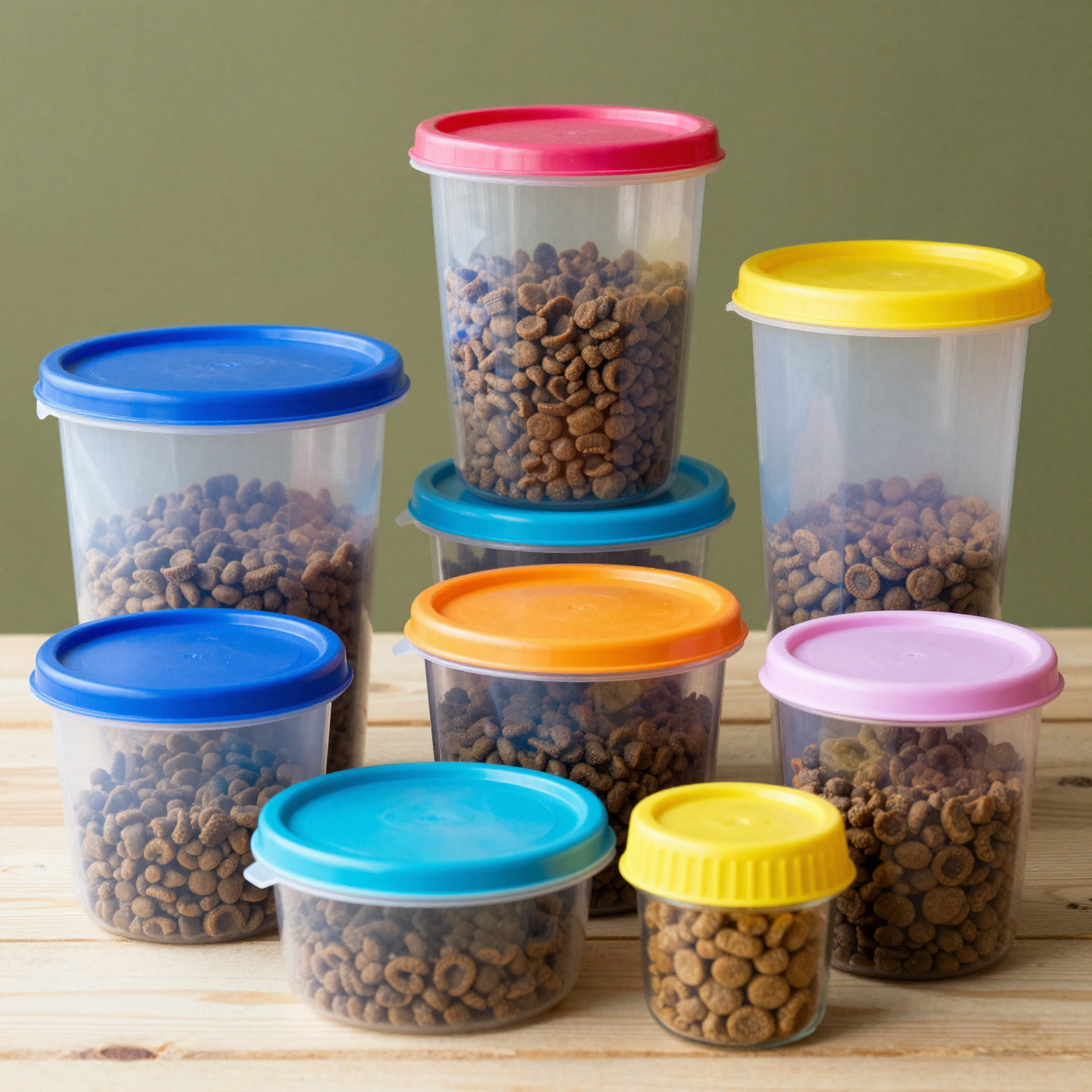 Colorful Plastic Containers for Dog Food