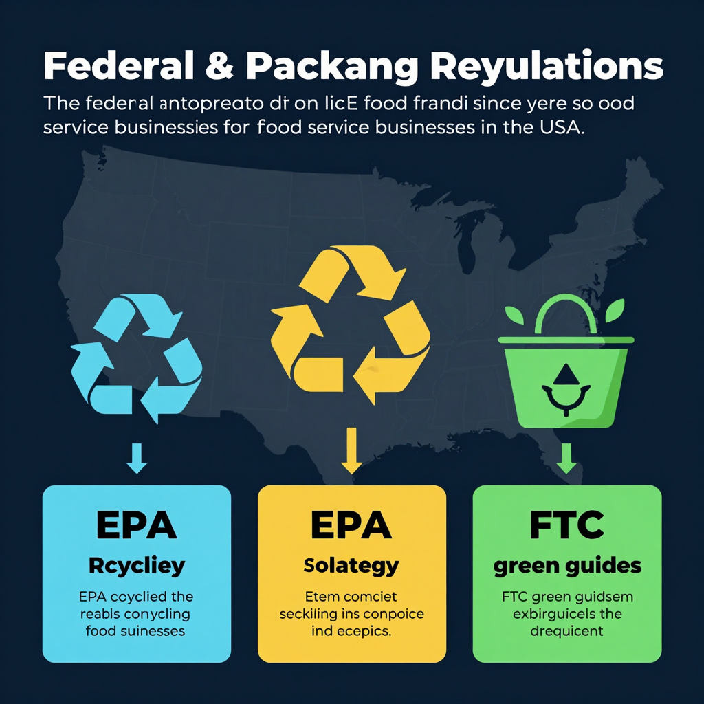 Infographic summarizing federal and state recycling regulations for food service businesses