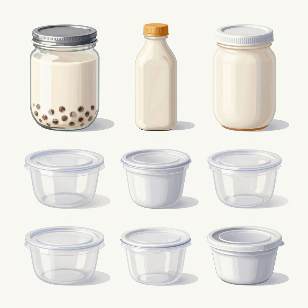 Various types of food-grade plastic containers