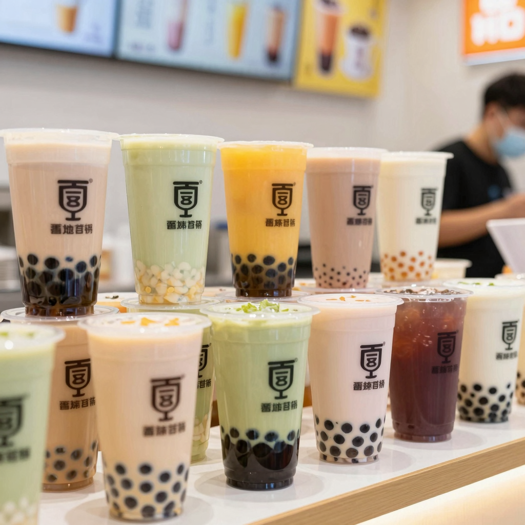 Bubble Tea with Plastic Disposable Cups