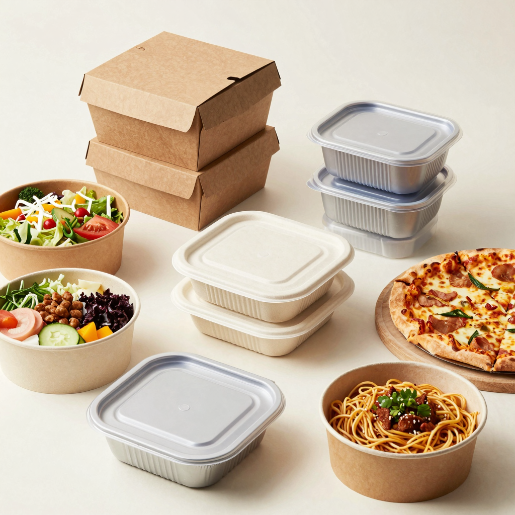 Assortment of Takeaway Food Packaging Options