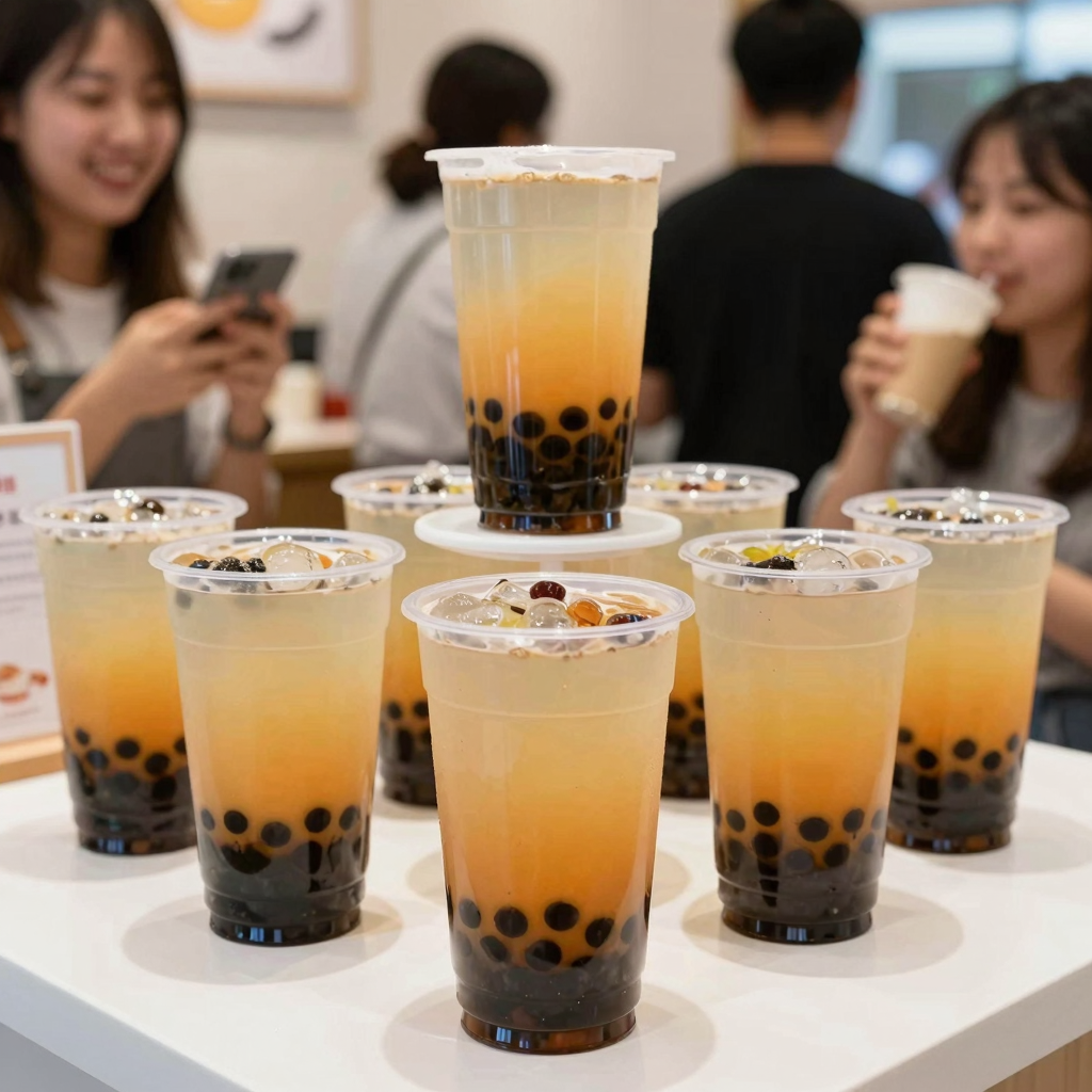 Clear Plastic Cups at Bubble Tea Shop