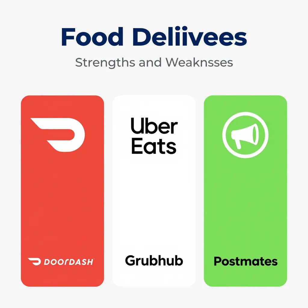 Infographic highlighting strengths and weaknesses of leading food delivery services