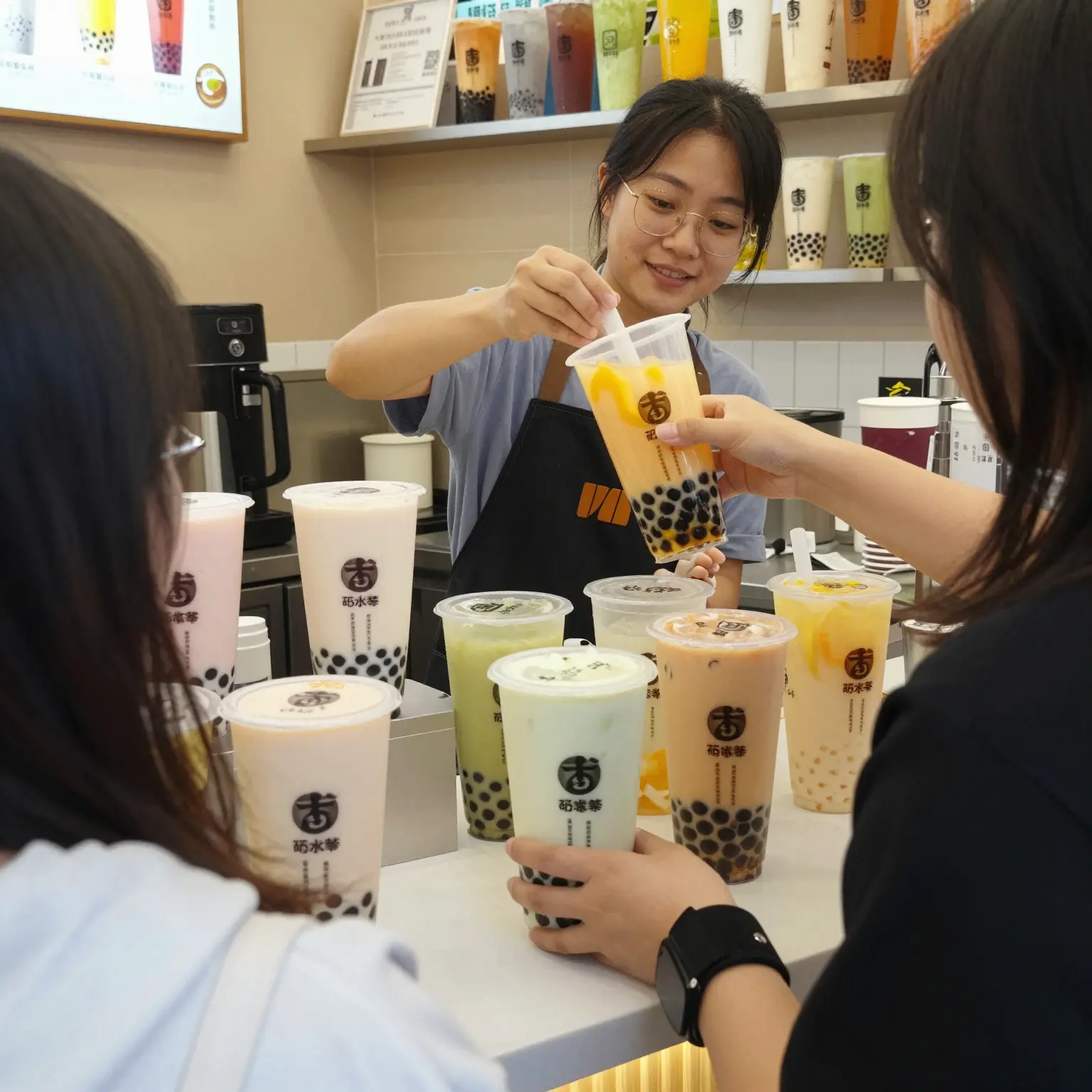 Clear Plastic Sampling Cups in Use