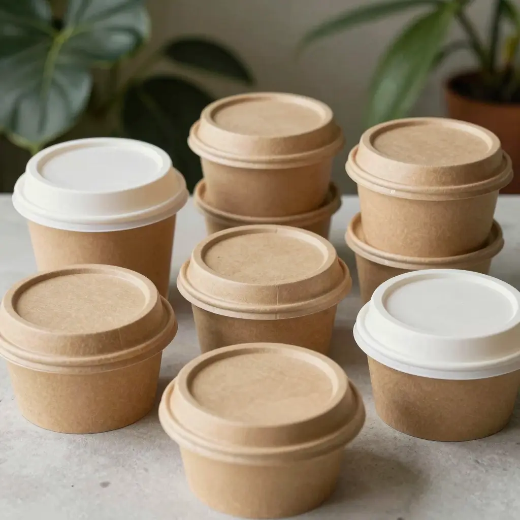 Display of disposable food grade paper bowl lids