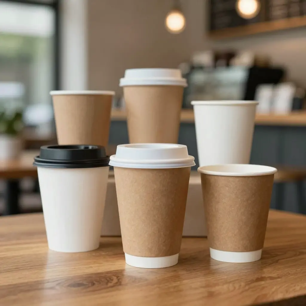 Eco-friendly biodegradable and compostable paper coffee cups