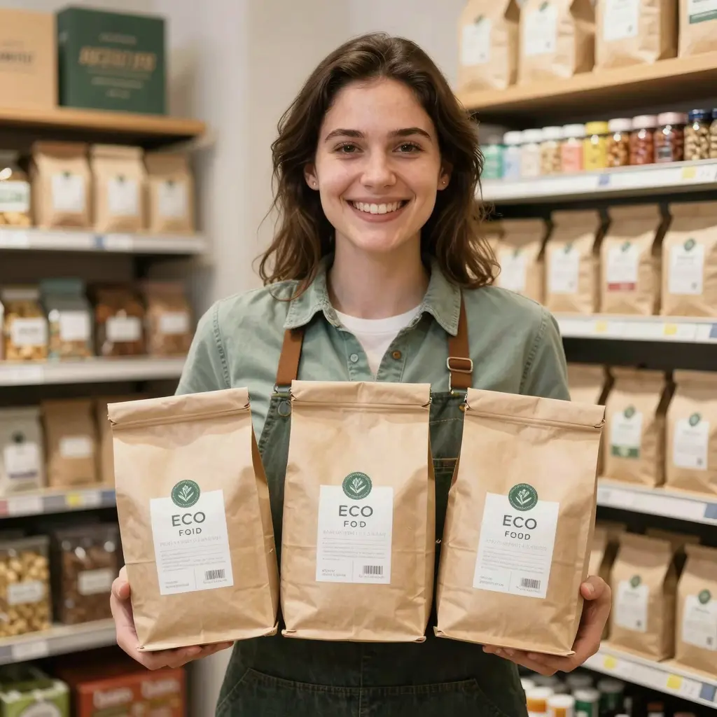 Happy customer with eco-friendly food packaging solutions