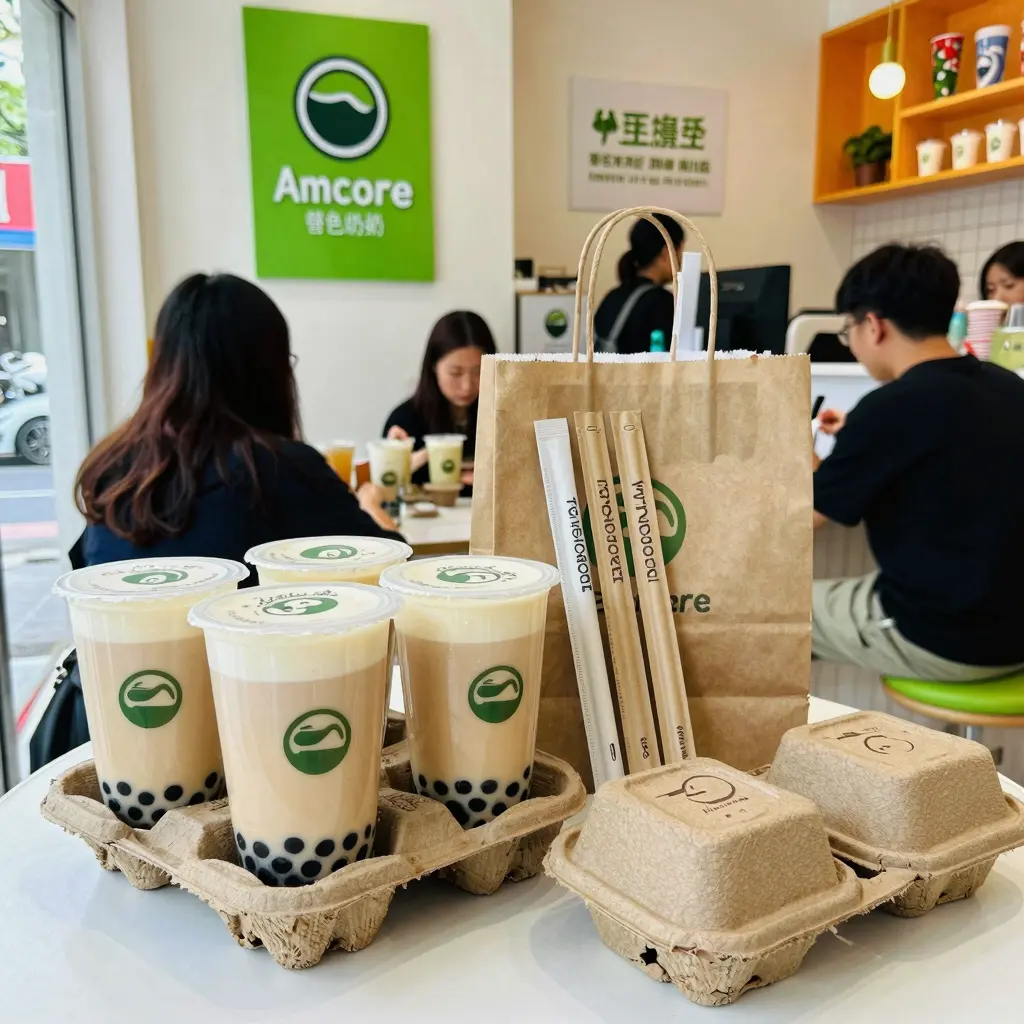 Bubble Tea Shop Utilizing Recycled Packaging