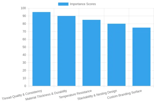 Chart showing importance scores of top 5 features for twist-on lid containers