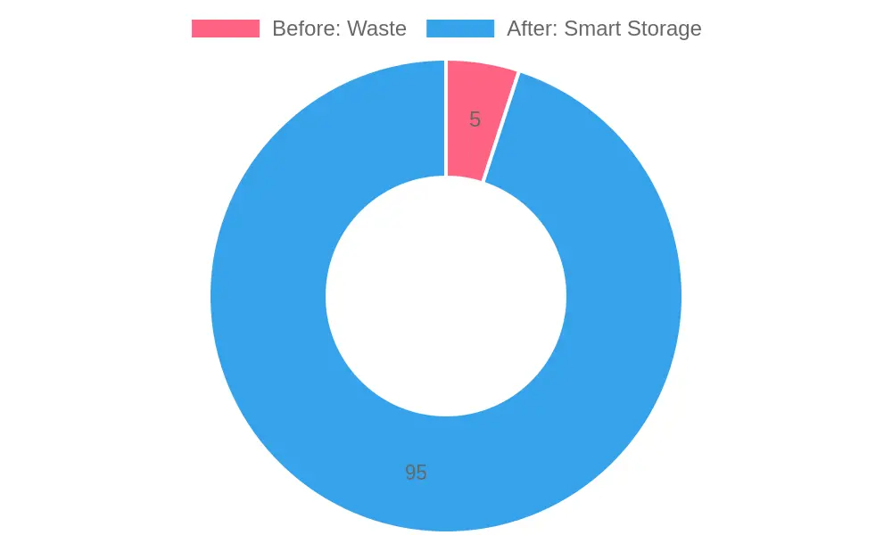 Before-and-after comparison of plastic baby food containers: waste pile vs. organized storage