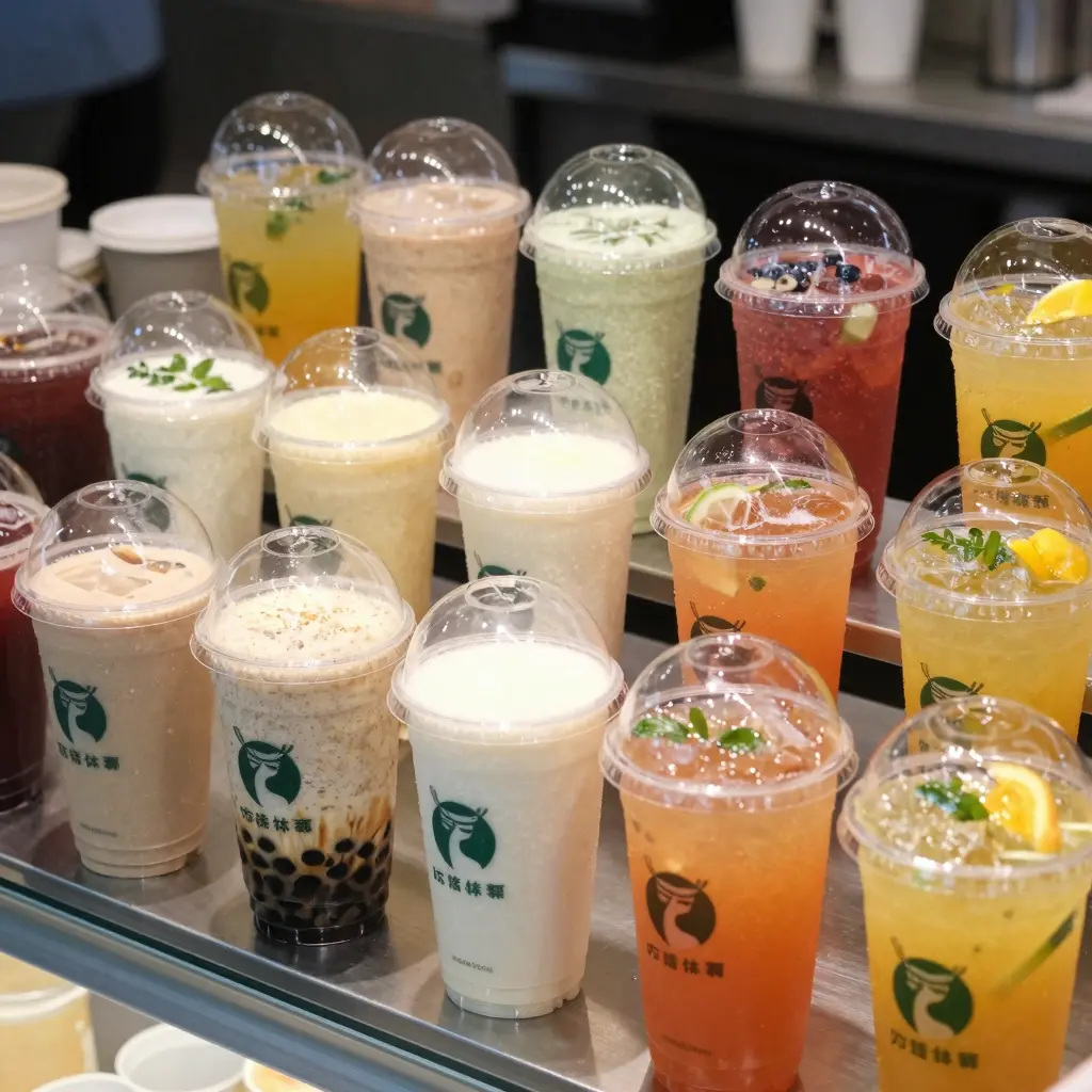 Cups Showing Varied Beverage Types