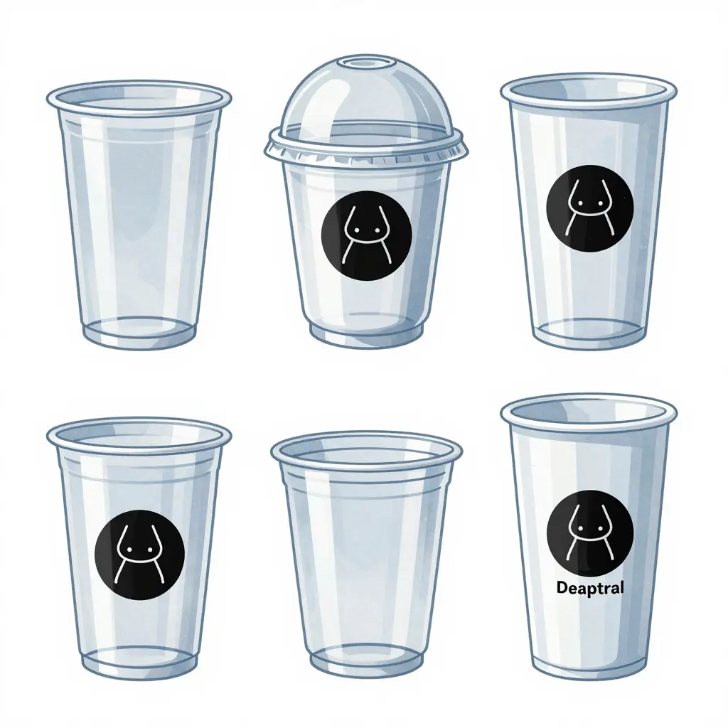 Drawing of Clear Plastic Cups