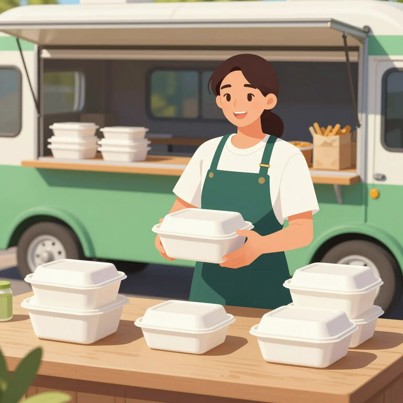 Foam Food Containers in Use