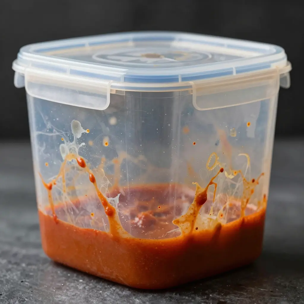 Stained Plastic Container