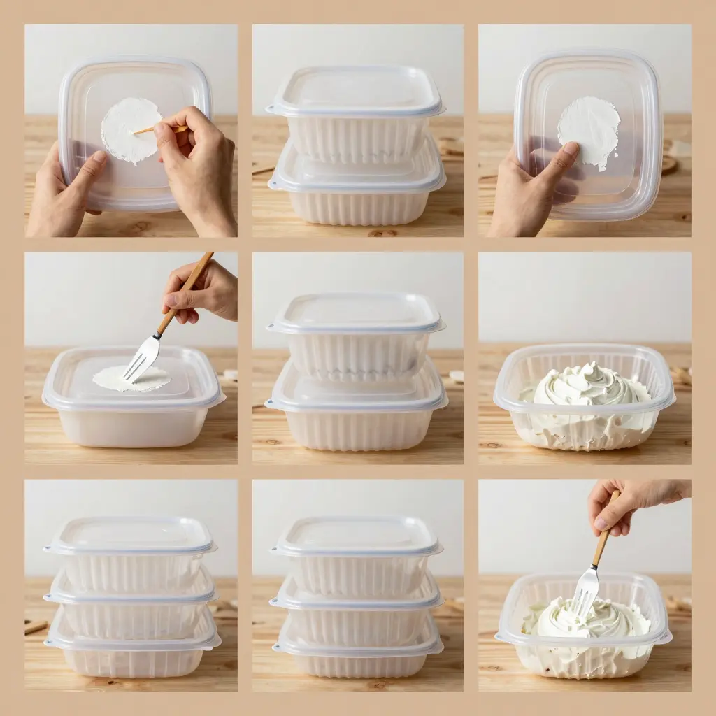 Step-by-step painting process for plastic food containers