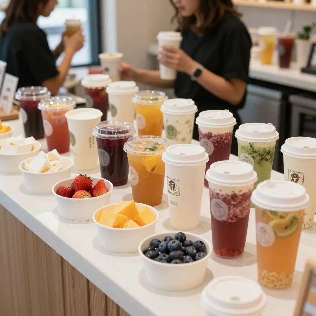 Small Disposable Containers in a Beverage Shop