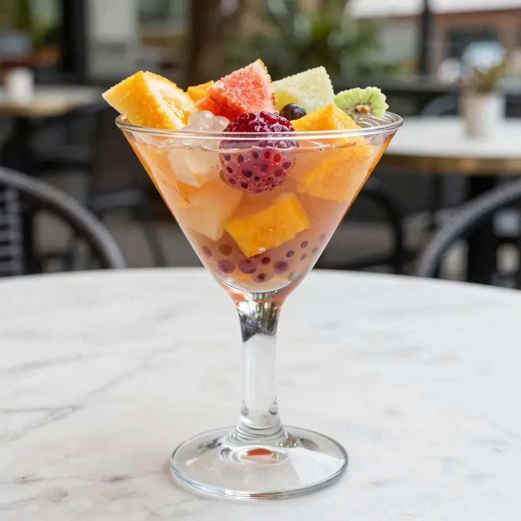 Clear Plastic Martini Cup with Bubble Tea