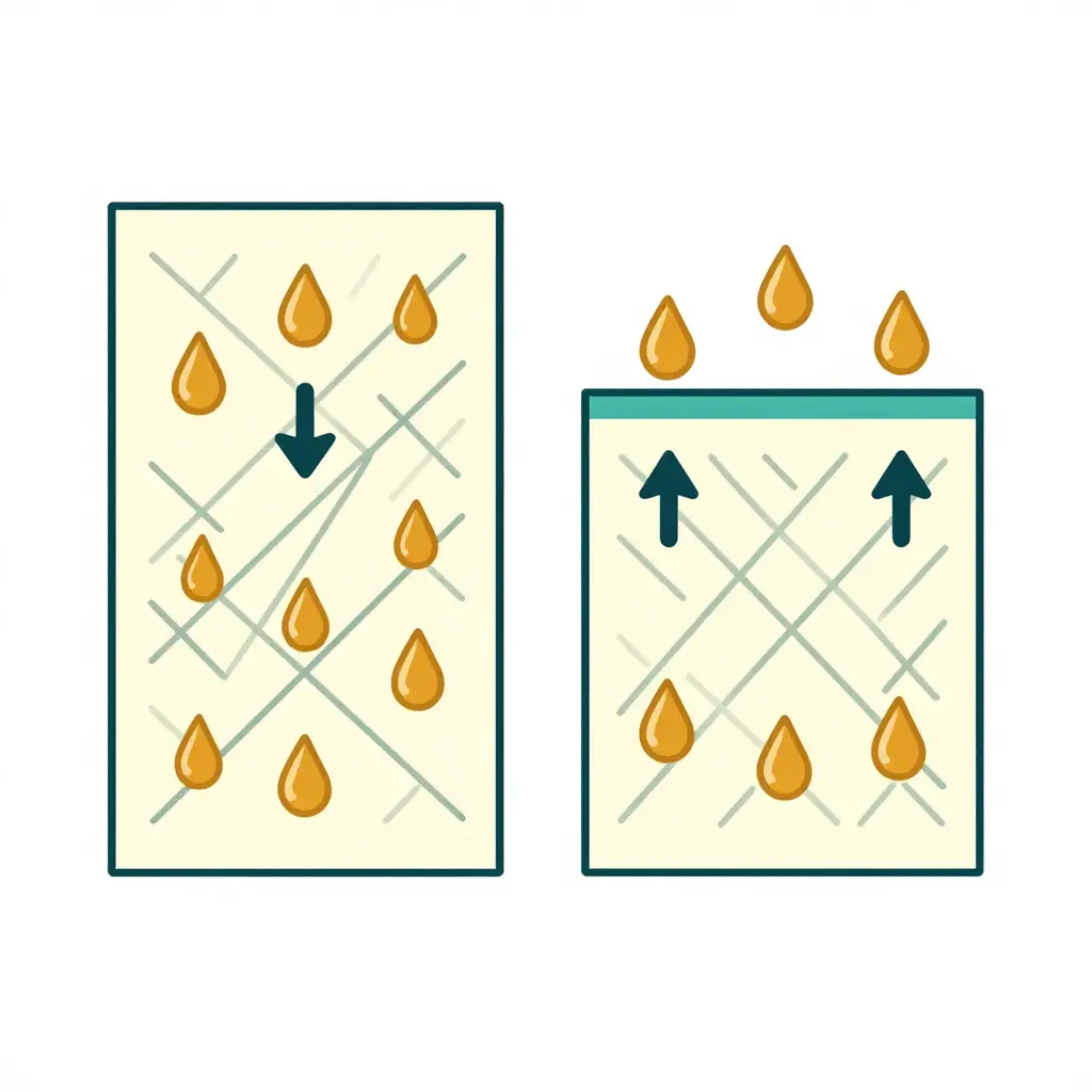 Schematic showing grease migration through paper fibers