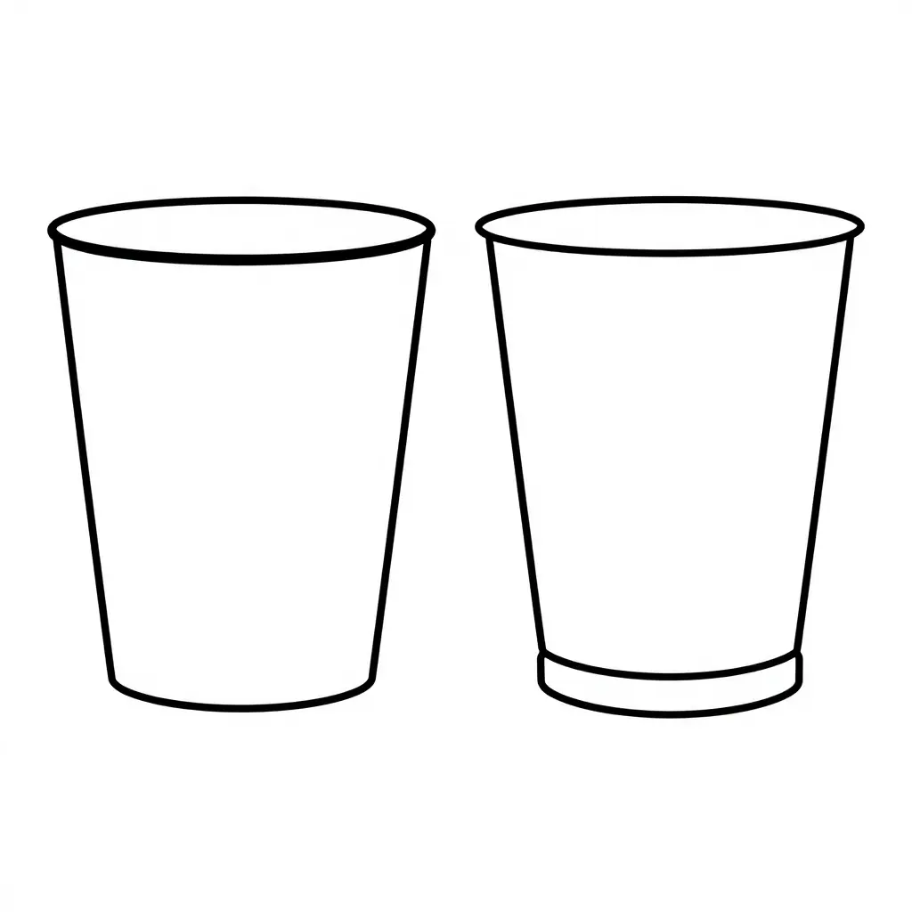 Schematic cross-section diagram comparing the wall profile of a thermoformed thin-wall PP cup versus an injection molded thin-wall PP cup