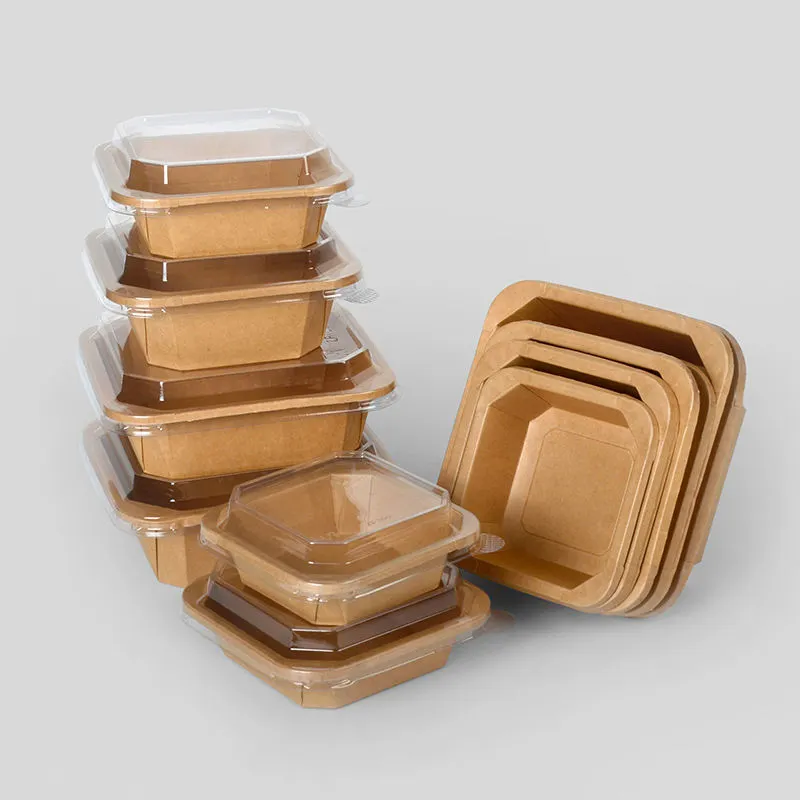 High Quality Food Take Out Kraft Paper Rectangle Octagonal Bowl