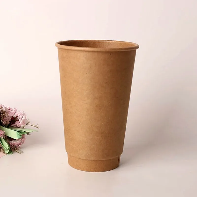 Disposable Custom Double Wall Hot Paper Coffee Cups with Lid - Image 3