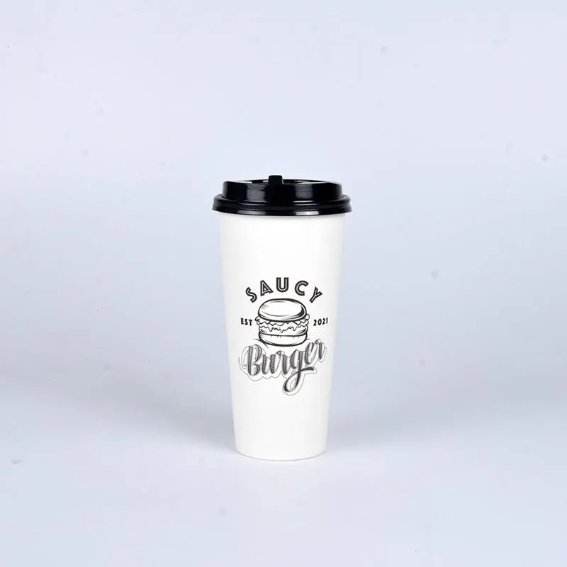 Disposable Custom Double Wall Hot Paper Coffee Cups with Lid - Image 7