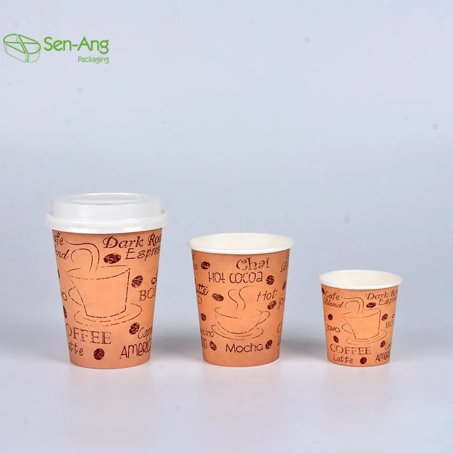 Takeaway 12oz Kraft Coffee with Lid Disposable Single Wall Paper Cup