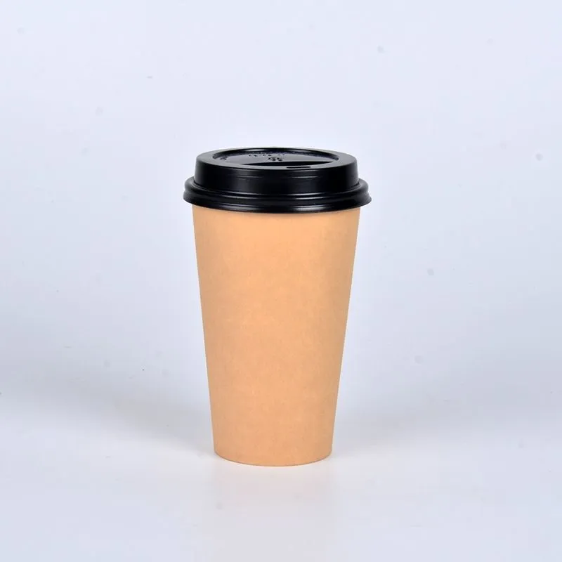 Disposable Double Wall Gold Foil Stamping Coffee Cups with Lid
