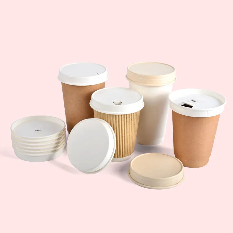 Eco Disposable Paper Lids For Kraft Coffee Paper Cups