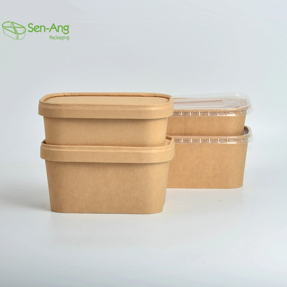 Take Away Food Kraft Rectangular Square Rectangle Salad Paper Bowl
