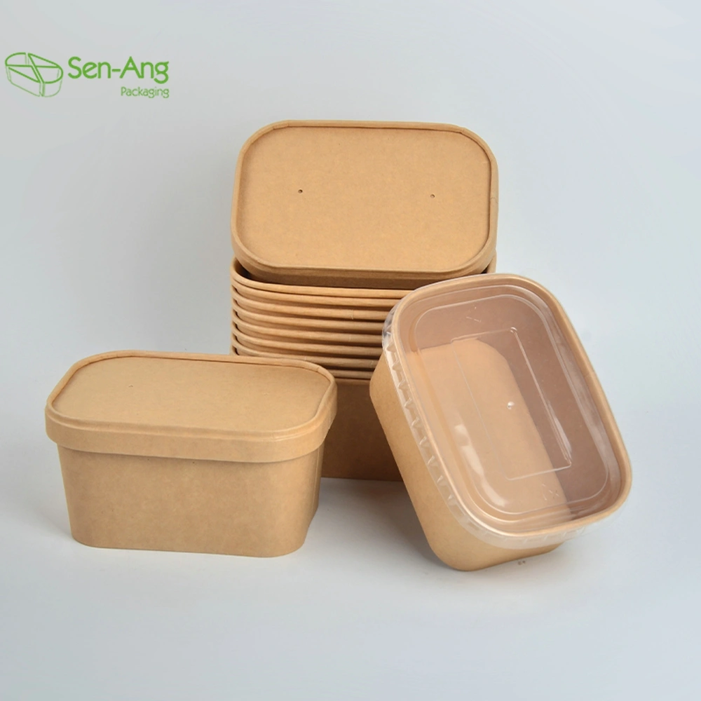 Take Away Food Kraft Rectangular Square Rectangle Salad Paper Bowl - Image 3