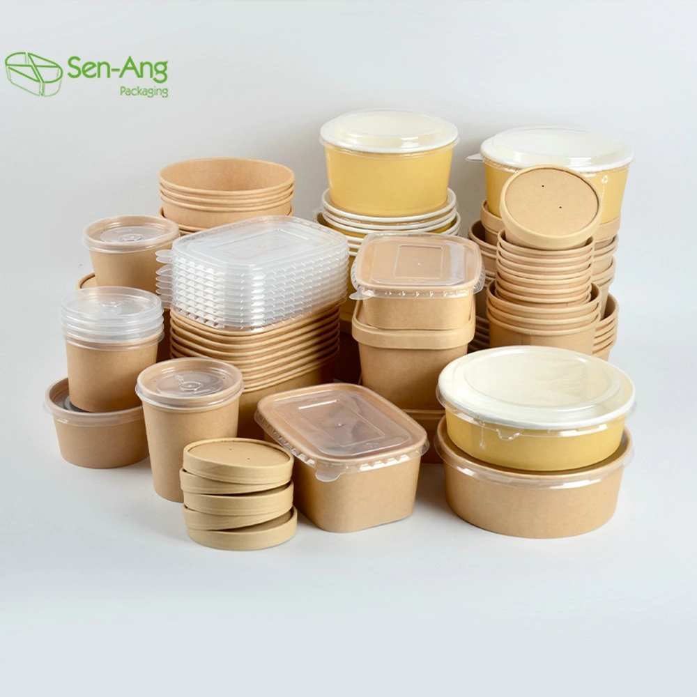 Take Away Food Kraft Rectangular Square Rectangle Salad Paper Bowl - Image 5