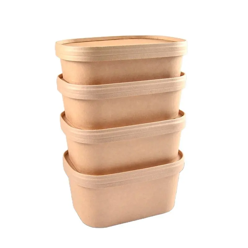 750ml Disposable Takeaway Rectangle Salad Noodle Bowl
