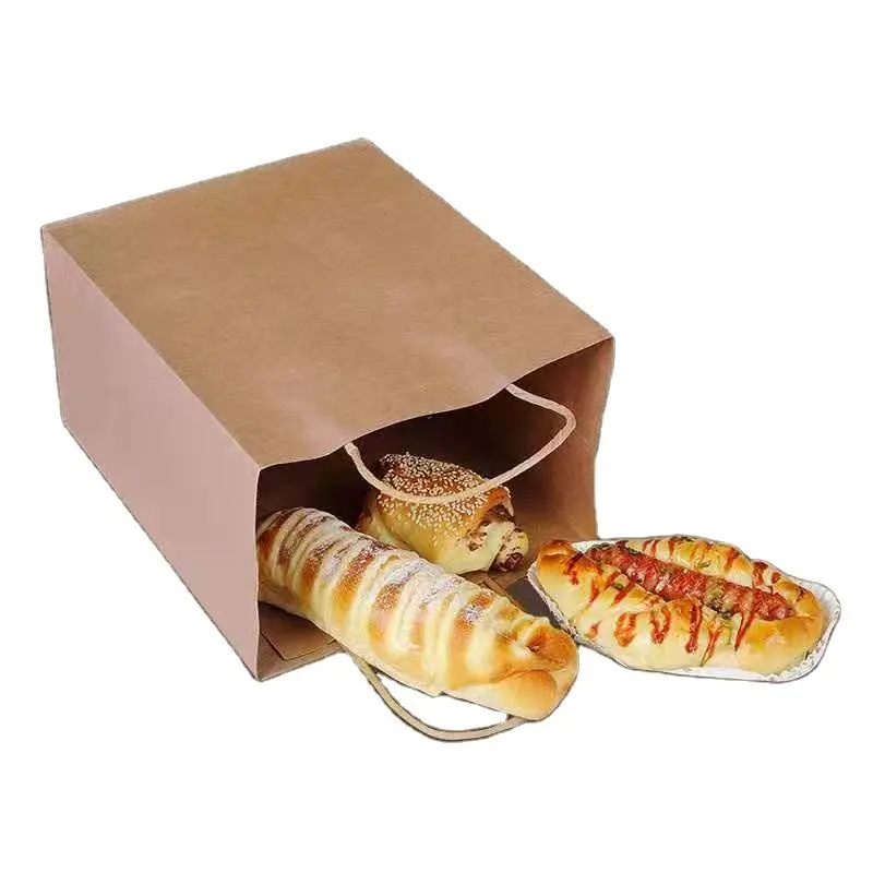 Custom Khaki Kraft Restaurant Takeaway Food Paper Bag