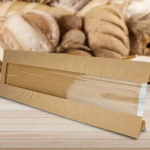 High Quality Kraft Paper Greaseproof Bread Bag with Clear Window