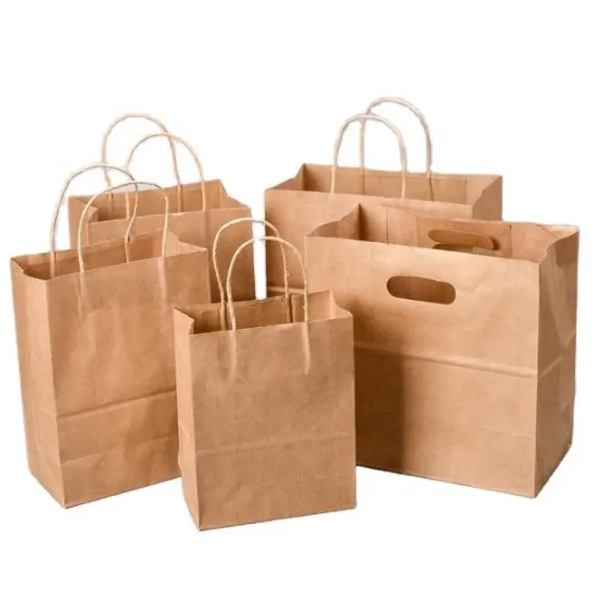 Custom Printed Takeaway Kraft Paper Bag with Handles
