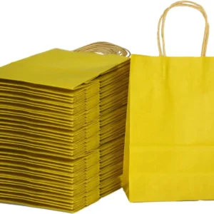 Custom Shopping Boutiques Gift Shops Clothing Yellow Luxury Handle Paper Bag