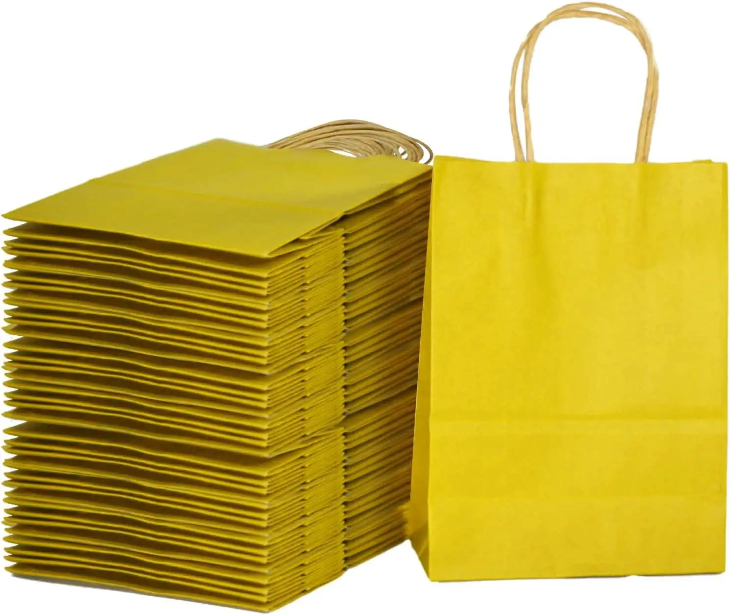 Custom Shopping Boutiques Gift Shops Clothing Yellow Luxury Handle Paper Bag
