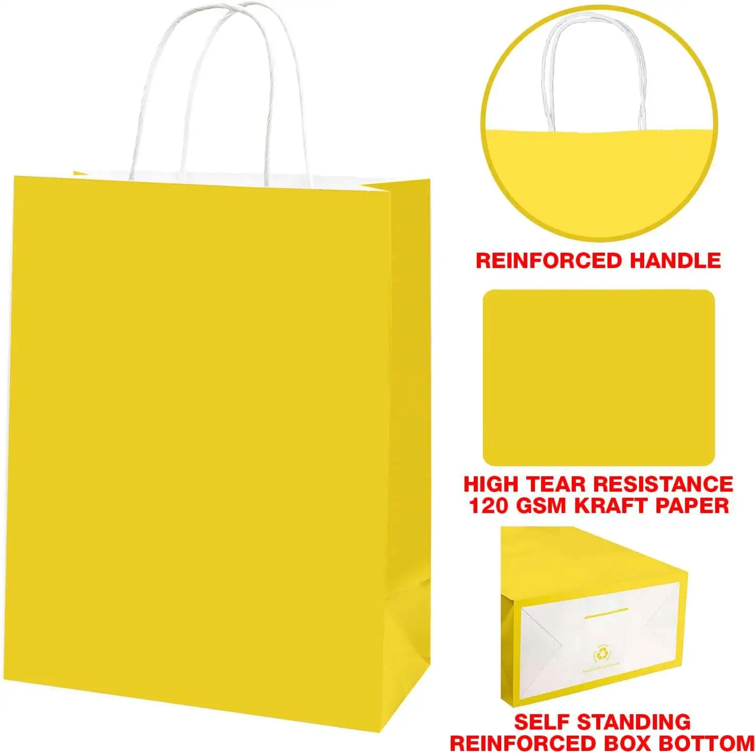 Custom Shopping Boutiques Gift Shops Clothing Yellow Luxury Handle Paper Bag - Image 6