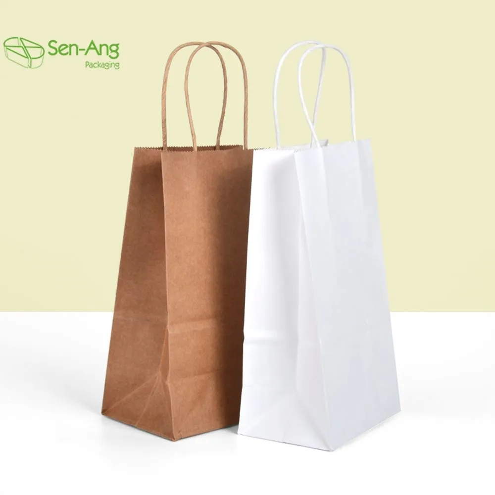 Eco Friendly Cheap Kraft Handle Custom White Paper Bag with Logo - Image 4