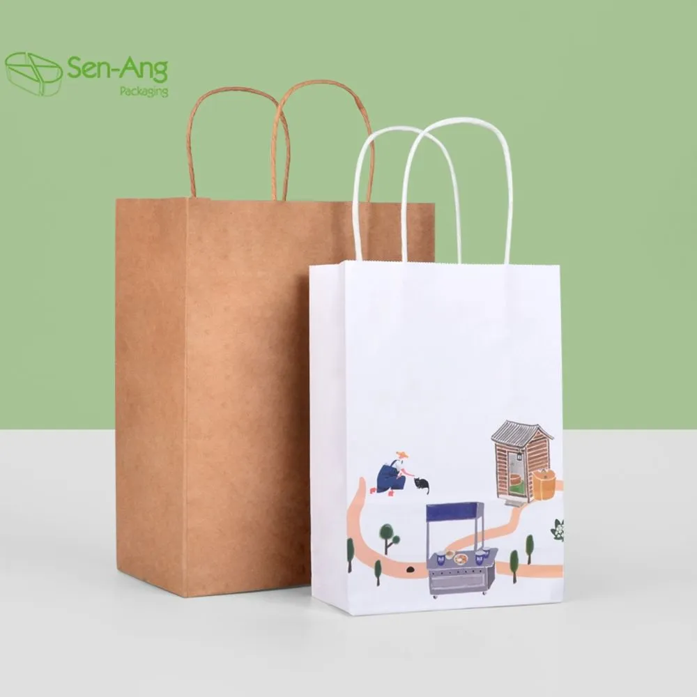 Eco Friendly Cheap Kraft Handle Custom White Paper Bag with Logo - Image 7