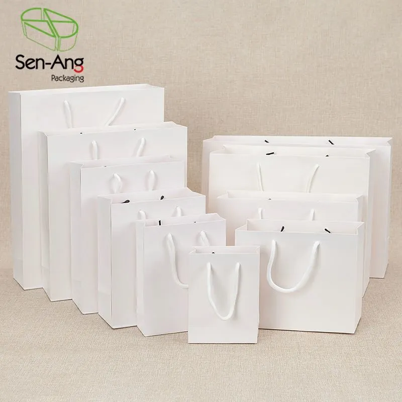 Custom Logo Square Bottom Kraft Paper Gift Bag with Handles