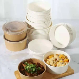 Kraft Salad Bowl with Lid Best Price Microwavable Waterproof Kraft Paper Bowl