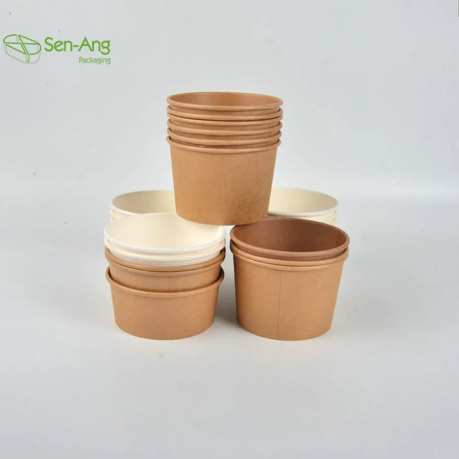 Salad Bowl with Lid Best Price 500 750 1000ml Paper Soup Bowl
