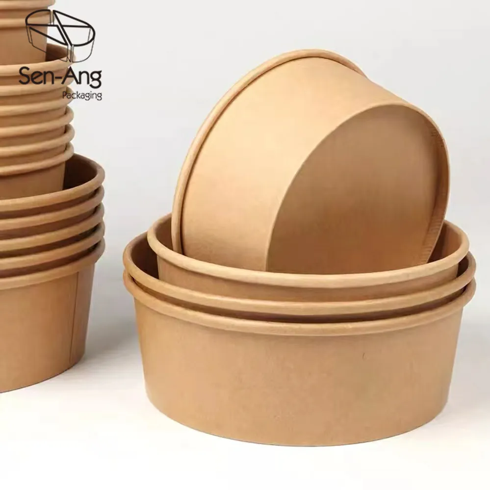 Custom Printed 1000ml Food Bowl Oval Bento Thicken Round Paper Bowl