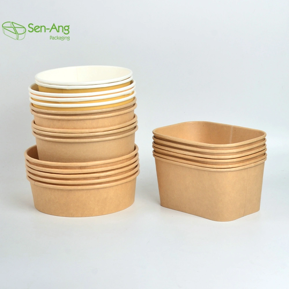 Custom Kraft Brown Meal Box Wholesale Paper Salad Bowl with Lid