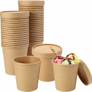 Customizd Soup Container Kraft Paper Noodle Cup Hot Soup Bowls with Lids