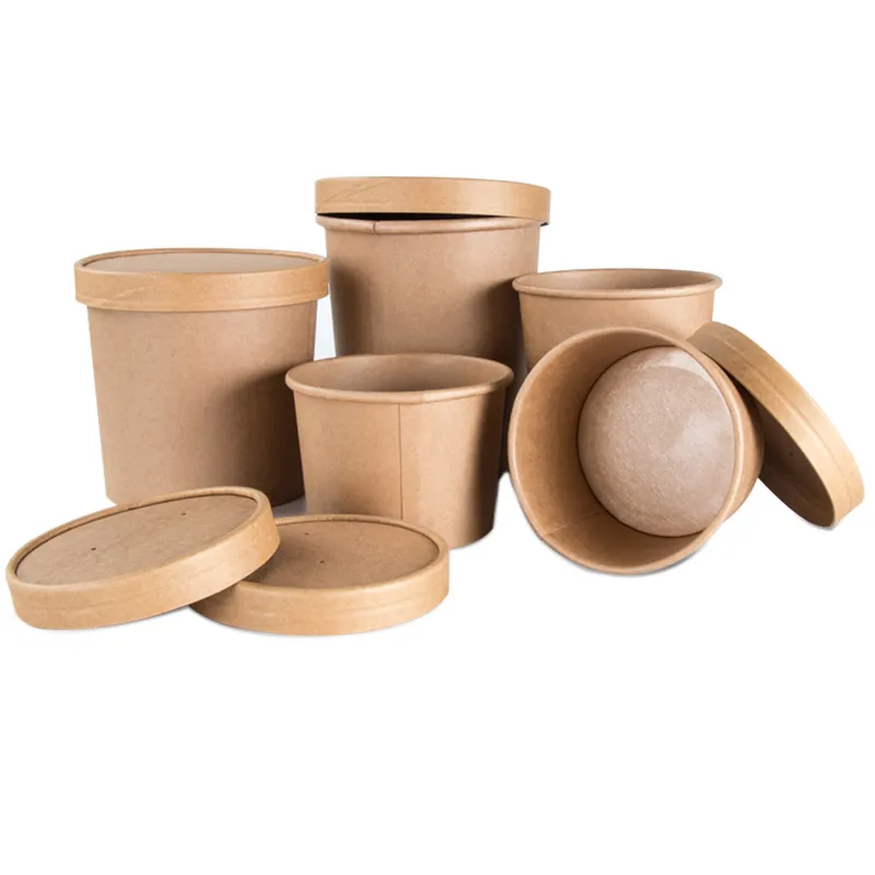 Customizd Soup Container Kraft Paper Noodle Cup Hot Soup Bowls with Lids - Image 3